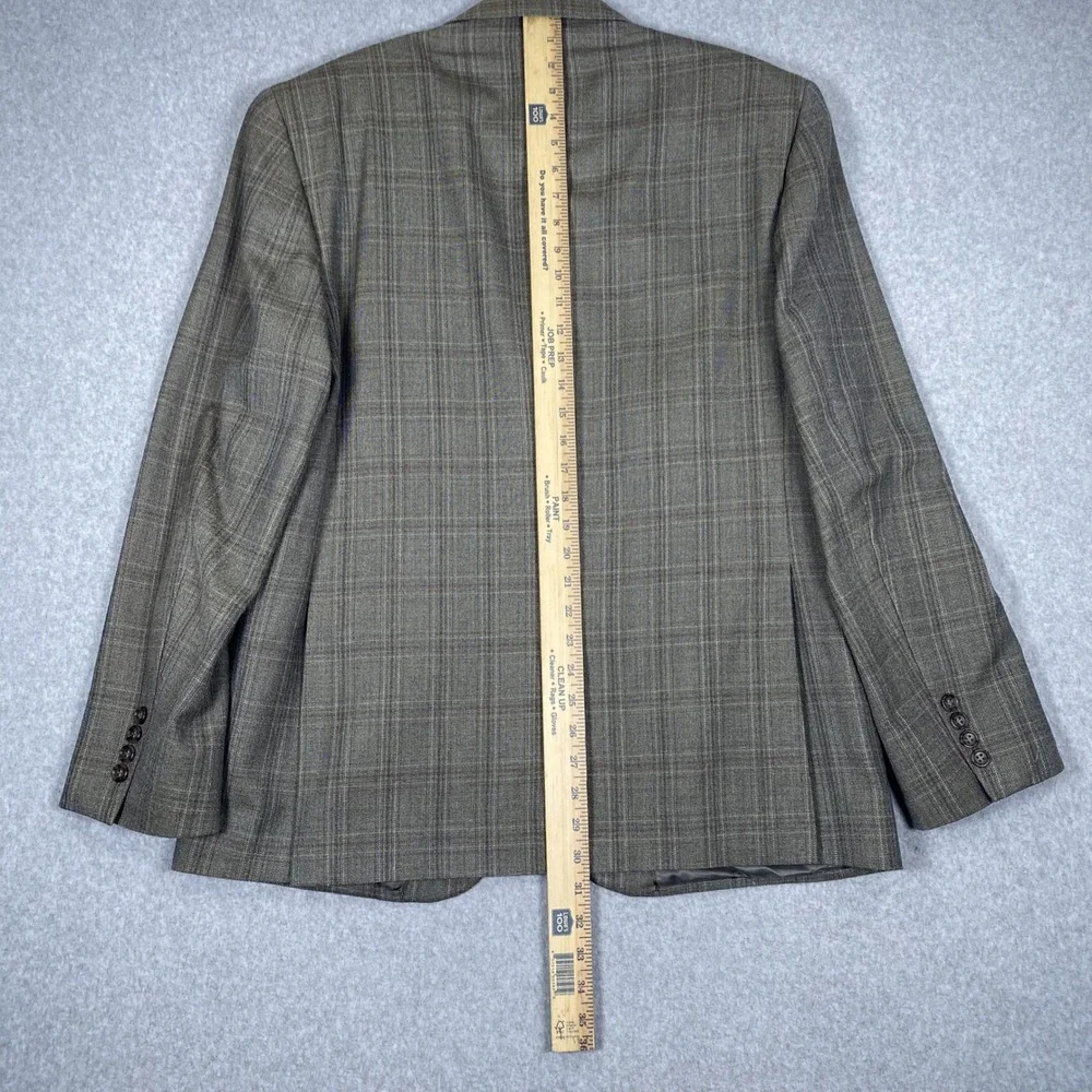 Jos A Bank Sport Coat Mens 43 Regular Brown Plaid Silk Wool Signature Blazer